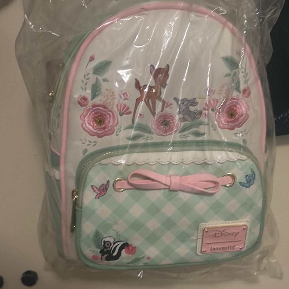 Loungefly Green and Pink Gingham Floral Bag